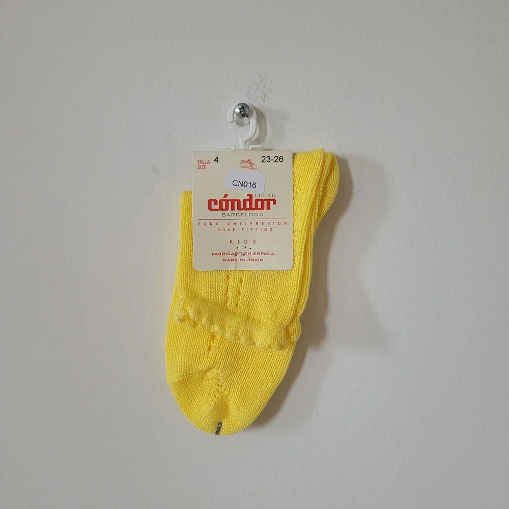 NWT Condor Perle Side Openwork Socks In Lemoncello, Size 4